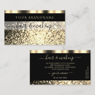 Luxury Black and Gold Sparkling Glitter Glamorous Business Card