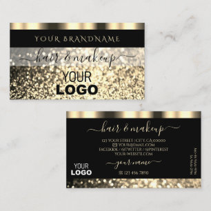 Luxury Black and Gold Sparkling Glitter with Logo Business Card