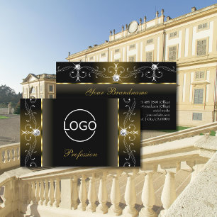 Luxury Black and Gold Squiggled Jewels with Logo Business Card