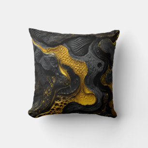 Luxury Black and Gold Throw Modern Textured Accent Cushion