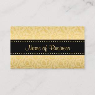 Luxury Black and Gold Vintage Floral Damask Business Card