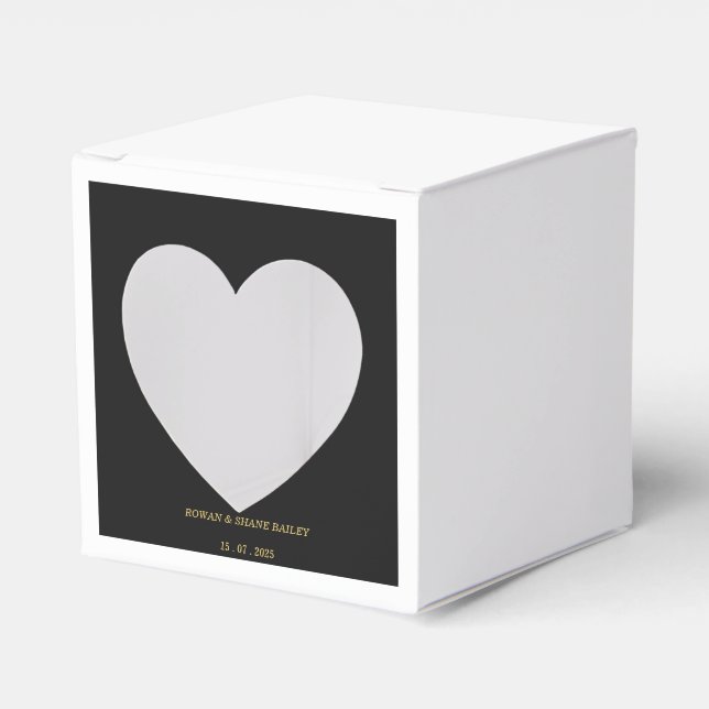 Luxury Black and Gold Wedding Favour Box (Front Side)