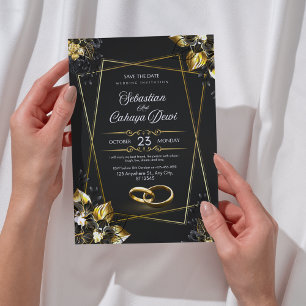 Luxury Black and Gold Wedding Invitation