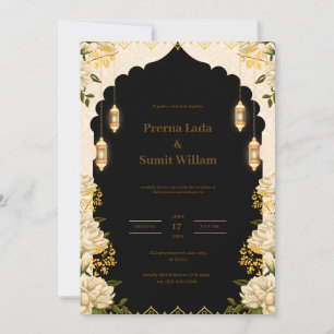 Luxury Black and Gold Wedding Invitation