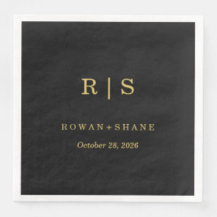 Luxury Black and Gold Wedding Napkins