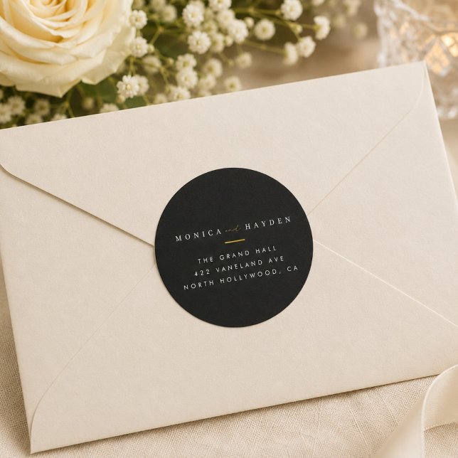 Luxury Black and Gold Wedding Return Address Label (Creator Uploaded)