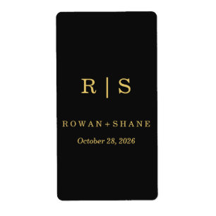 Luxury Black and Gold Wedding Return Address Label