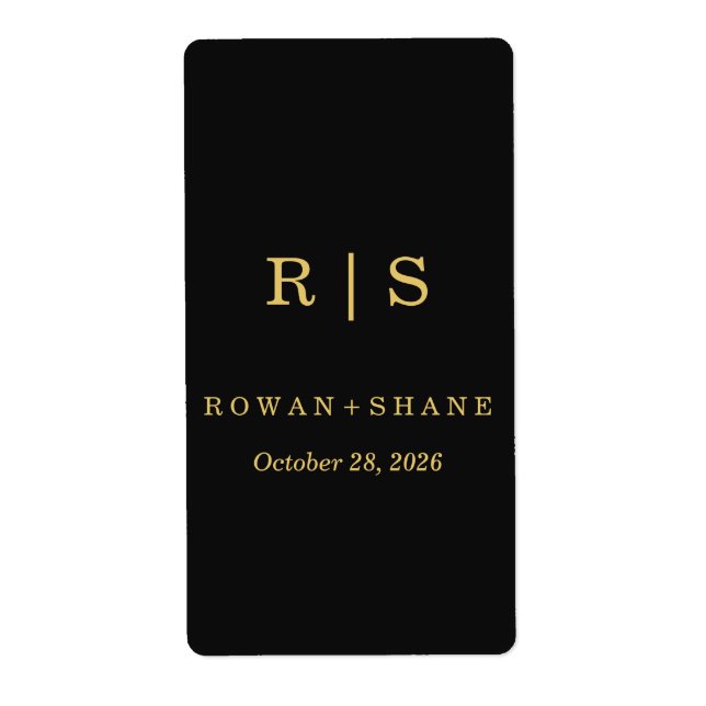 Luxury Black and Gold Wedding Return Address Label (Front)