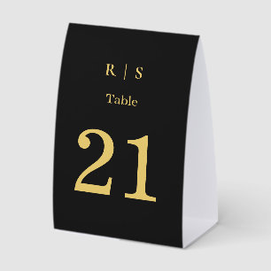 Luxury Black and Gold Wedding Table Number Card