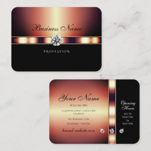 Luxury Black and Rose Gold with Shimmery Diamonds Business Card