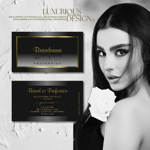 Luxury Black and White Gradient Gold Decor Frame Business Card