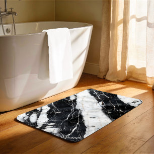 Luxury Black And White Marble Bath Mat