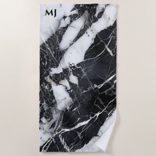 Luxury Black And White Marble Beach Towel