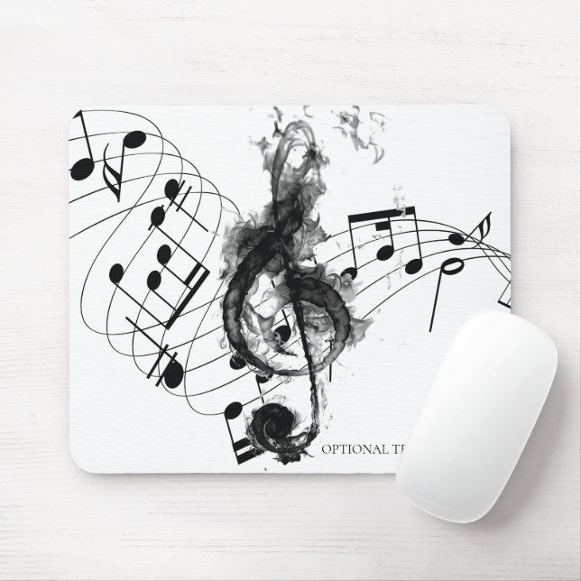 Luxury black and white Music Note Mouse Mat (With Mouse)