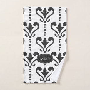 Luxury Black and White Personalised Hand Towel