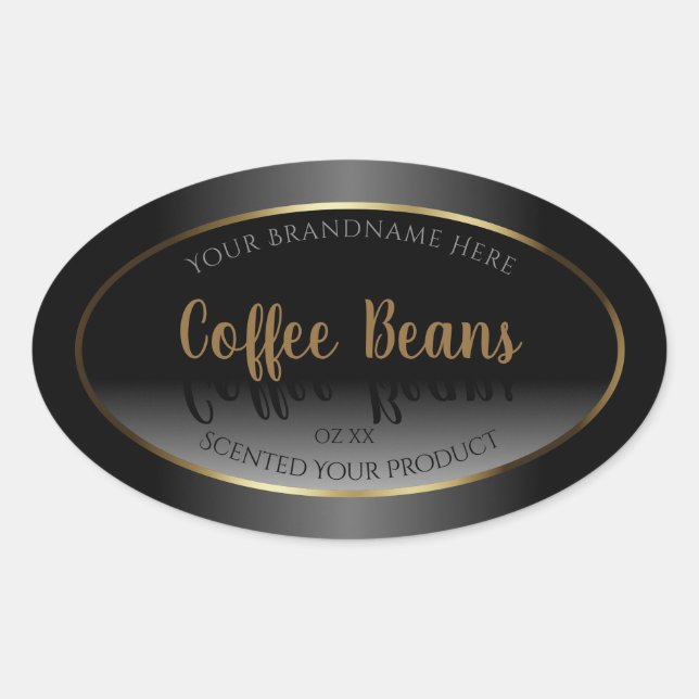 Luxury Black and White Product Labels Gold Frame (Front)