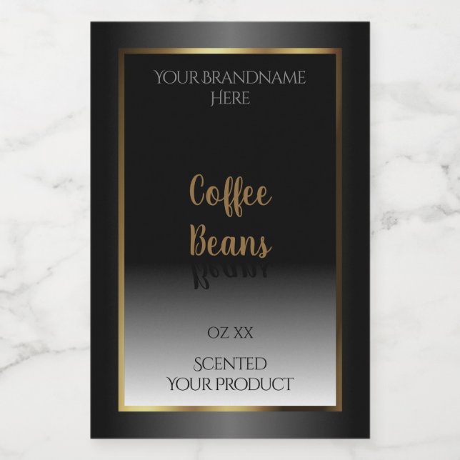 Luxury Black and White Product Labels Gold Frame (Single Label)