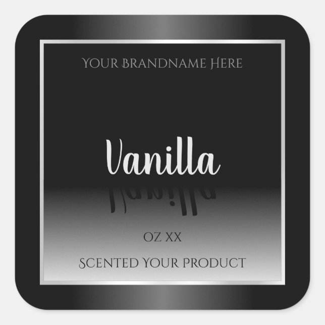 Luxury Black and White Product Labels Silver Frame (Front)