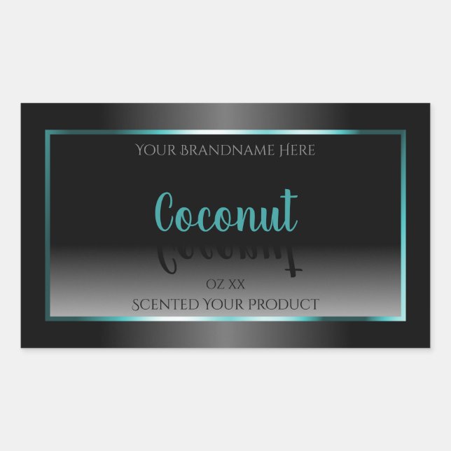 Luxury Black and White Product Labels Teal Frame (Front)