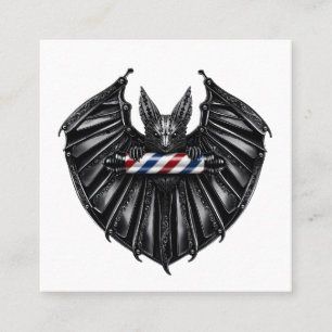 Luxury Black Bat Barber Shop Logo Hair Stylist Square Business Card