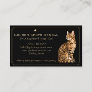 Luxury Black Bengal Cat Cattery Customisable Business Card