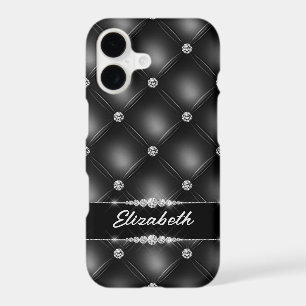 Luxury Black Bling Sparkle Diamond Custom Name