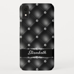 Luxury Black Bling Sparkle Diamond Custom Name iPhone XR Case