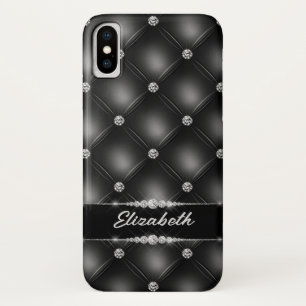 Luxury Black Bling Sparkle Diamond Custom Name  iPhone X Case