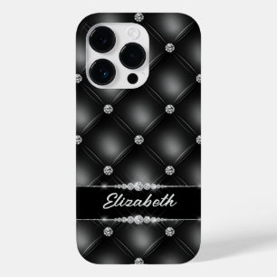 Luxury Black Bling Sparkle Diamond Custom Name Case-Mate iPhone 14 Pro Case