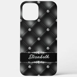 Luxury Black Bling Sparkle Diamond Custom Name iPhone 12 Pro Max Case