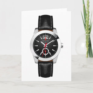 Luxury Black Chronograph Watch Stylish Timepiece  Card