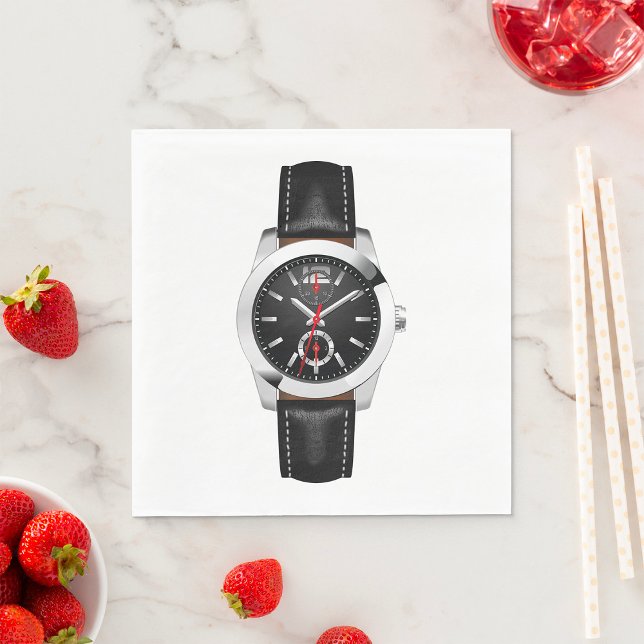 Luxury Black Chronograph Watch Stylish Timepiece  Napkin (Creator Uploaded)