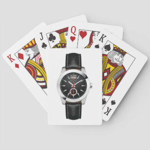 Luxury Black Chronograph Watch Stylish Timepiece  Playing Cards