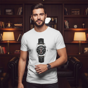 Luxury Black Chronograph Watch Stylish Timepiece  T-Shirt