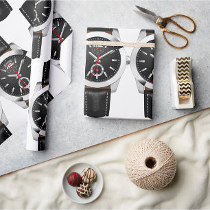 Luxury Black Chronograph Watch Stylish Timepiece  Wrapping Paper