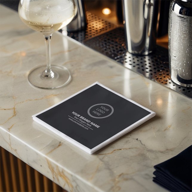 Luxury Black Company Branded Event Promotion Logo Napkin (Creator Uploaded)