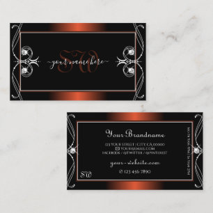 Luxury Black Copper Sparkle Jewels Initials Ornate Business Card
