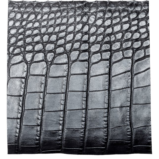 Luxury Black Crocodile Skin Texture Shower Curtain (Front)