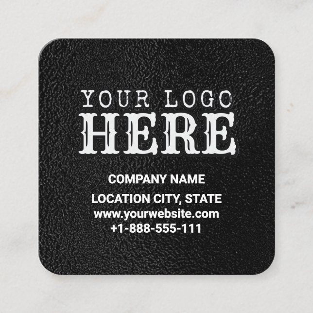 Luxury Black Custom Logo & QR Code Square Business Card (Front)