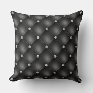 Luxury Black Diamond Tufted Pattern Cushion