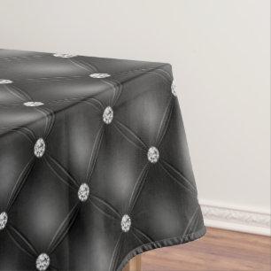 Luxury Black Diamond Tufted Pattern Tablecloth