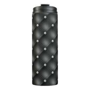 Luxury Black Diamond Tufted Pattern Thermal Tumbler