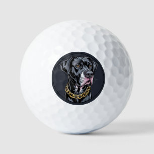 Luxury Black Dog With Gold Chain Golf Balls