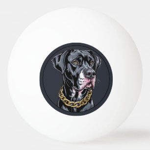Luxury Black Dog With Gold Chain Ping Pong Ball