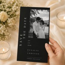 Luxury Black Editorial Wedding Save The Date.