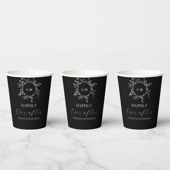 Luxury Black Elegant Custom wedding Paper Cups (Multi)