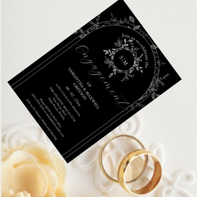 Luxury Black elegant  engagement Invitation (Creator Uploaded)