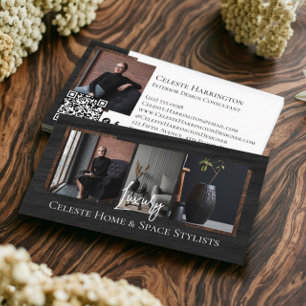 Luxury Black Elegant Photo Layout Real Estate Business Card