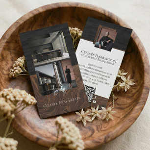 Luxury Black Elegant Photo Layout Real Estate Business Card
