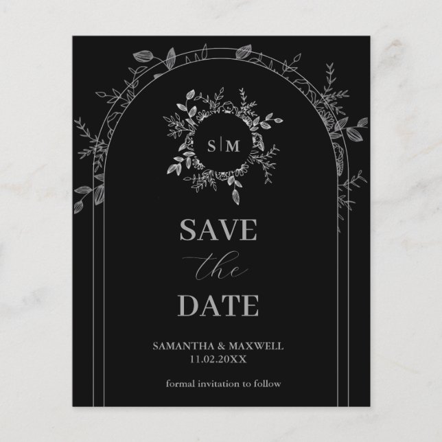 Luxury Black elegant  Save The Date Flyer (Front)